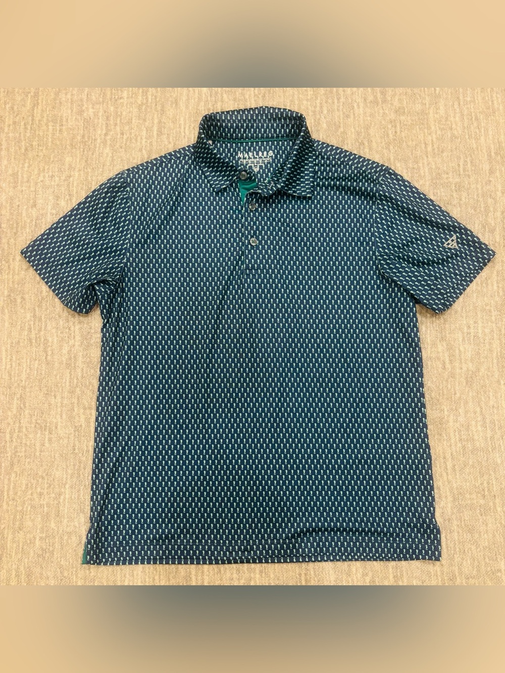 Mizzen+Main Boys' Teal Patterned Polo